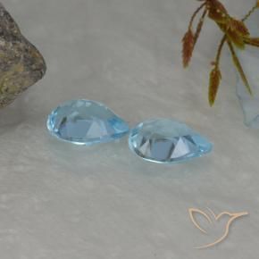 Gemas de Topacio Azul Cielo natural de 1.67 ct, En forma de pera, VVS-VS