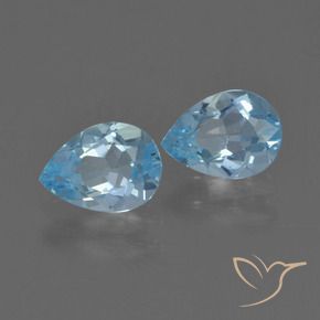 Gemas de Topacio Azul Cielo natural de 1.61 ct, En forma de pera, VVS-VS
