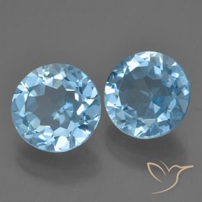 Gemas de Topacio Azul Suizo natural de 4.09 ct, Redondo, VVS-VS