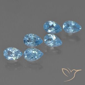 Gemas de Topacio Azul Suizo natural de 3.29 ct, En forma de pera, VS
