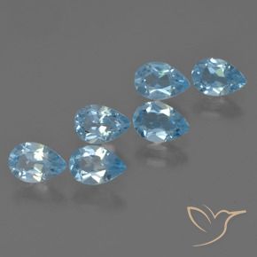 Gemas de Topacio Azul Suizo natural de 2.96 ct, En forma de pera, VS