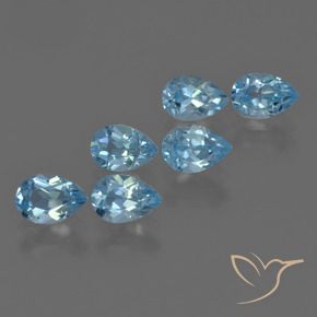 Gemas de Topacio Azul Suizo natural de 3.24 ct, En forma de pera, VS