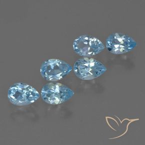 Gemas de Topacio Azul Suizo natural de 3.34 ct, En forma de pera, VS