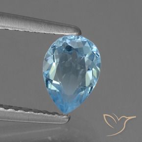 Topacio Azul Suizo natural de 0.81 ct, En forma de pera, VVS-VS