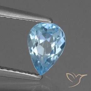 Topacio Azul Cielo natural de 0.83 ct, En forma de pera, VVS-VS