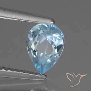 Topacio Azul Cielo natural de 0.83 ct, En forma de pera, VVS-VS