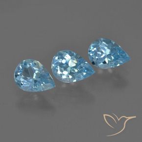 Gemas de Topacio Azul Suizo natural de 2.17 ct, En forma de pera, VVS-VS