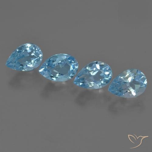 3.62ctw Natural Azul Suizo Topacio, En forma de pera, VS