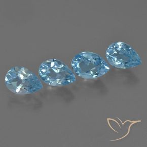 Gemas de Topacio Azul Suizo natural de 3.62 ct, En forma de pera, VS