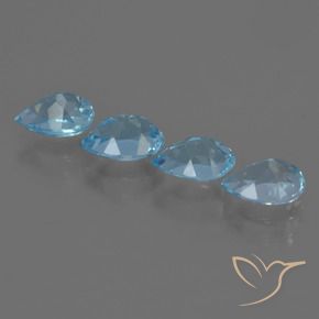 Gemas de Topacio Azul Suizo natural de 3.62 ct, En forma de pera, VS