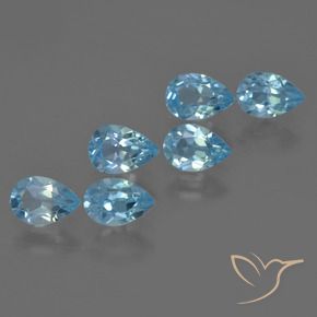Gemas de Topacio Azul Suizo natural de 3.34 ct, En forma de pera, VS
