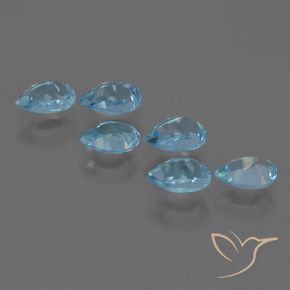 Gemas de Topacio Azul Suizo natural de 3.34 ct, En forma de pera, VS