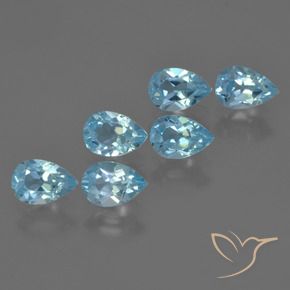 Gemas de Topacio Azul Cielo natural de 3.41 ct, En forma de pera, VS