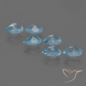 Gemas de Topacio Azul Cielo natural de 3.41 ct, En forma de pera, VS