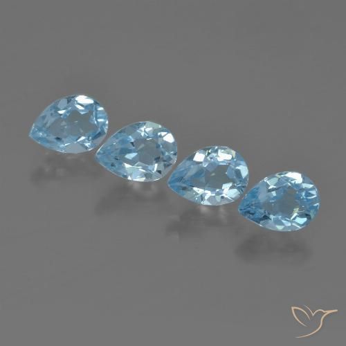 3.33ctw Natural Azul Suizo Topacio, En forma de pera, VVS-VS