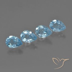 Gemas de Topacio Azul Suizo natural de 3.33 ct, En forma de pera, VVS-VS