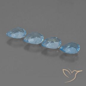 Gemas de Topacio Azul Suizo natural de 3.33 ct, En forma de pera, VVS-VS