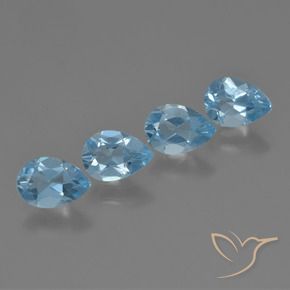 Gemas de Topacio Azul Suizo natural de 3.19 ct, En forma de pera, VVS-VS