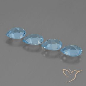 Gemas de Topacio Azul Suizo natural de 3.19 ct, En forma de pera, VVS-VS