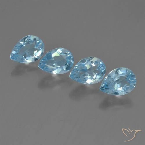 3.50ctw Natural Azul Cielo Topacio, En forma de pera, VVS-VS