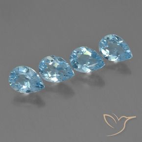 Gemas de Topacio Azul Cielo natural de 3.50 ct, En forma de pera, VVS-VS
