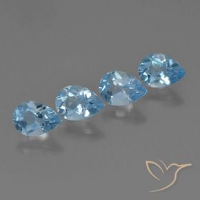 Gemas de Topacio Azul Suizo natural de 3.46 ct, En forma de pera, VVS-VS