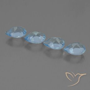 Gemas de Topacio Azul Suizo natural de 3.46 ct, En forma de pera, VVS-VS