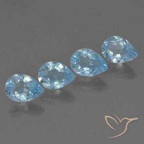 Gemas de Topacio Azul Cielo natural de 3.47 ct, En forma de pera, VVS-VS
