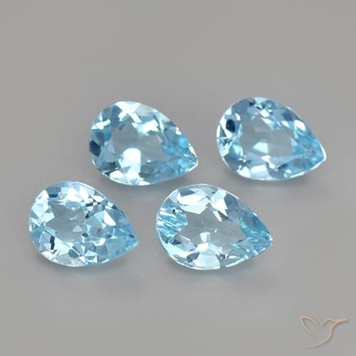 Gemas de Topacio Azul Cielo natural de 3.30 ct, En forma de pera, VS
