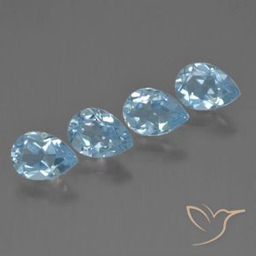 Gemas de Topacio Azul Cielo natural de 3.42 ct, En forma de pera, VVS-VS