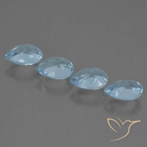 Gemas de Topacio Azul Cielo natural de 3.42 ct, En forma de pera, VVS-VS