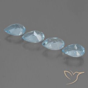 Gemas de Topacio Azul Cielo natural de 3.24 ct, En forma de pera, VS