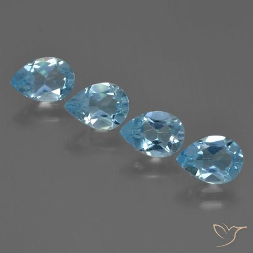 3.06ctw Natural Azul Suizo Topacio, En forma de pera, VVS-VS
