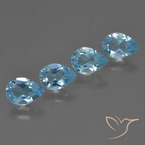 Gemas de Topacio Azul Suizo natural de 3.06 ct, En forma de pera, VVS-VS