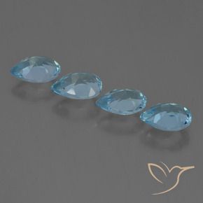 Gemas de Topacio Azul Suizo natural de 3.06 ct, En forma de pera, VVS-VS