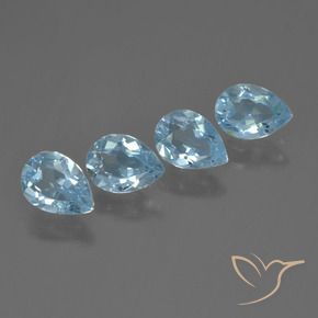 Gemas de Topacio Azul Cielo natural de 3.17 ct, En forma de pera, VVS-VS