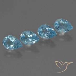 Gemas de Topacio Azul Cielo natural de 3.43 ct, En forma de pera, VVS-VS