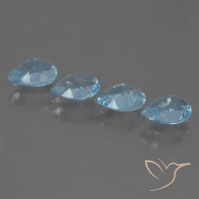 Gemas de Topacio Azul Cielo natural de 3.43 ct, En forma de pera, VVS-VS