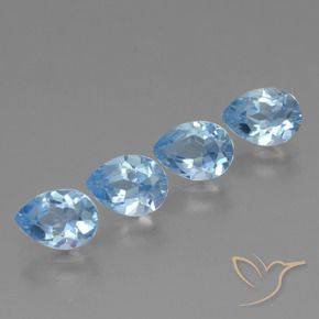 Gemas de Topacio Azul Cielo natural de 3.32 ct, En forma de pera, VVS-VS