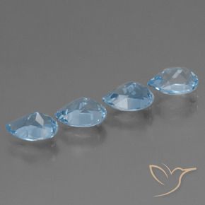 Gemas de Topacio Azul Cielo natural de 3.53 ct, En forma de pera, VVS-VS