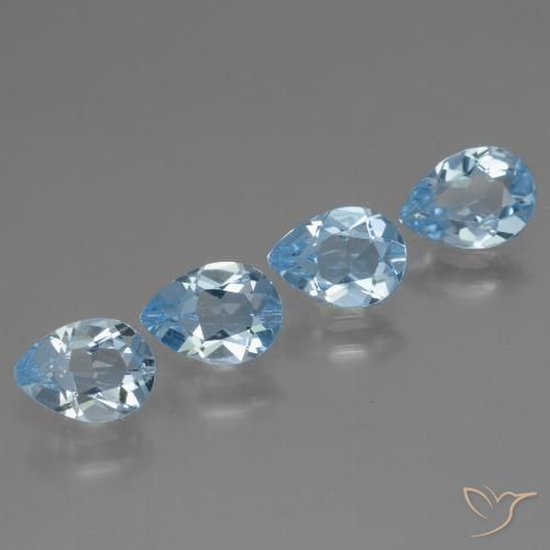 3.03ctw Natural Azul Suizo Topacio, En forma de pera, VVS-VS