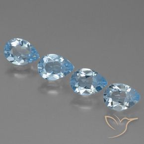 Gemas de Topacio Azul Suizo natural de 3.03 ct, En forma de pera, VVS-VS