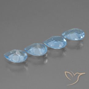 Gemas de Topacio Azul Suizo natural de 3.03 ct, En forma de pera, VVS-VS