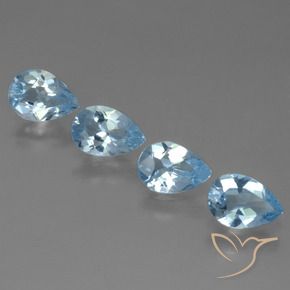 Gemas de Topacio Azul Suizo natural de 3.08 ct, En forma de pera, VS