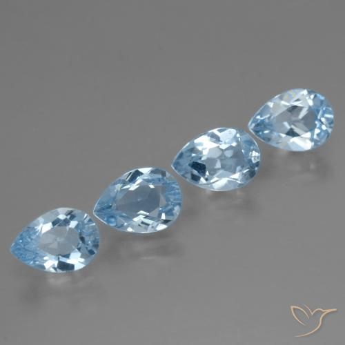Gemas de Topacio Azul Suizo natural de 3.44 ct, En forma de pera, VVS-VS