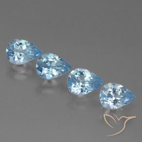 Gemas de Topacio Azul Suizo natural de 3.32 ct, En forma de pera, VVS-VS