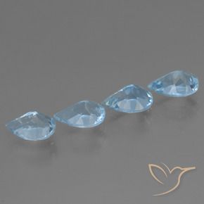 Gemas de Topacio Azul Suizo natural de 3.32 ct, En forma de pera, VVS-VS