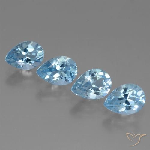 3.50ctw Natural Azul Cielo Topacio, En forma de pera, VVS-VS