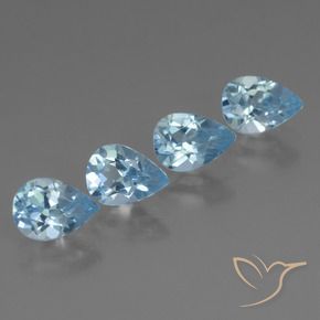 Gemas de Topacio Azul Cielo natural de 3.20 ct, En forma de pera, VVS-VS