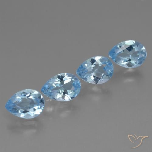 3.35ctw Natural Azul Suizo Topacio, En forma de pera, VVS-VS